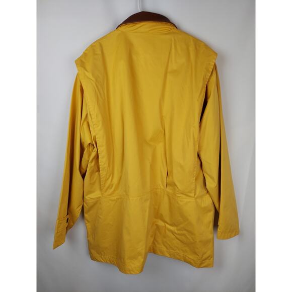 Mckenzie Tribe Men's Yellow Trench Coat With Brown Leather Collar Trim Sz XL - Picture 6 of 13